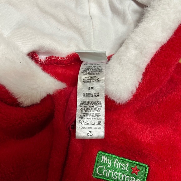 Festive Red and Black Kids Santa Footie - Picture 2 of 2